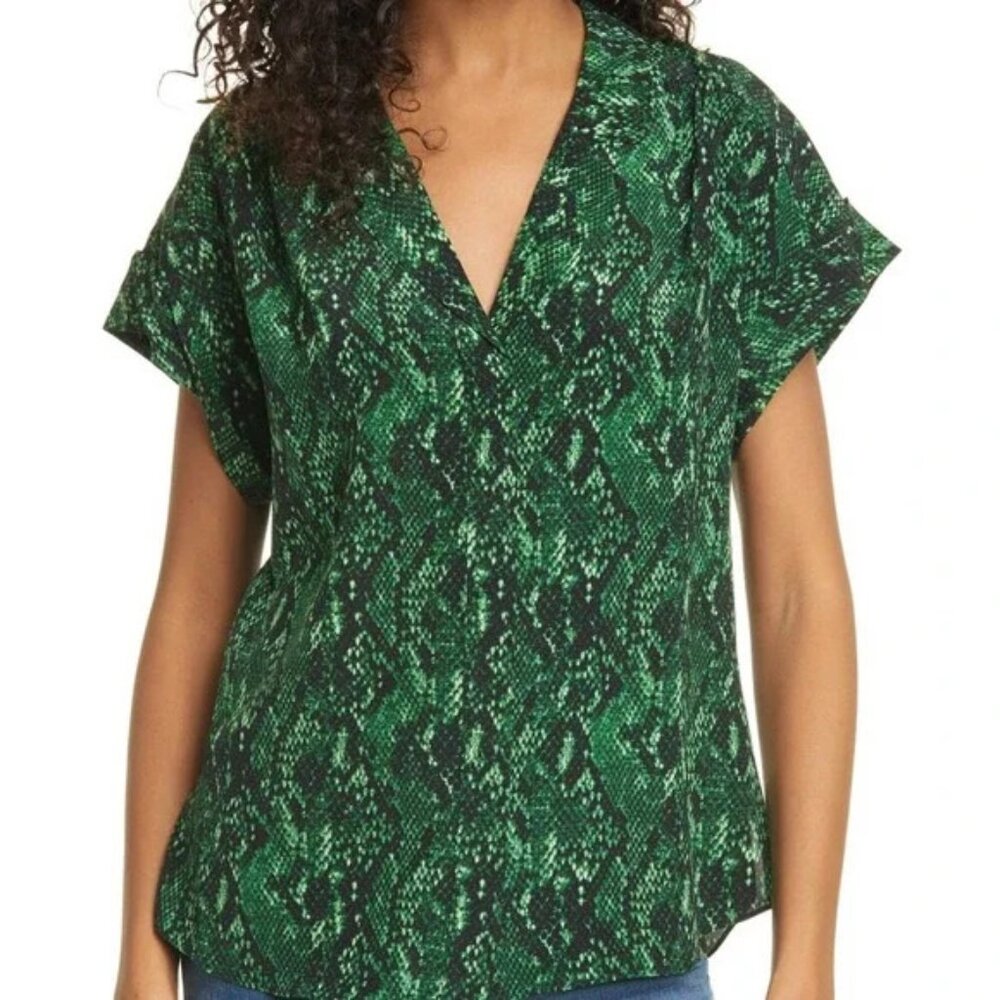 Veronica Beard Merci Python Print Silk Blouse Siz… - image 1